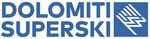 Dolomiti Superski Logo mit blauem Text und Symbol rechts
